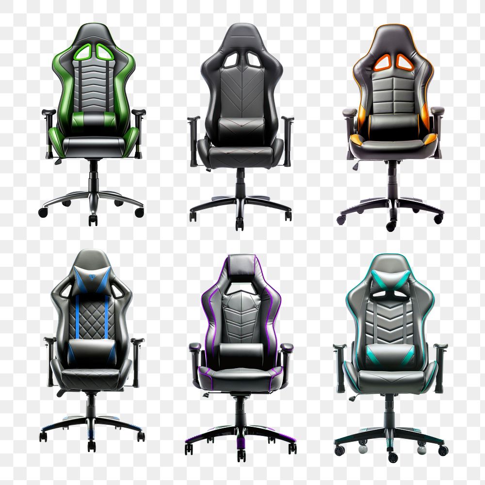 PNG gaming chair element set, transparent background