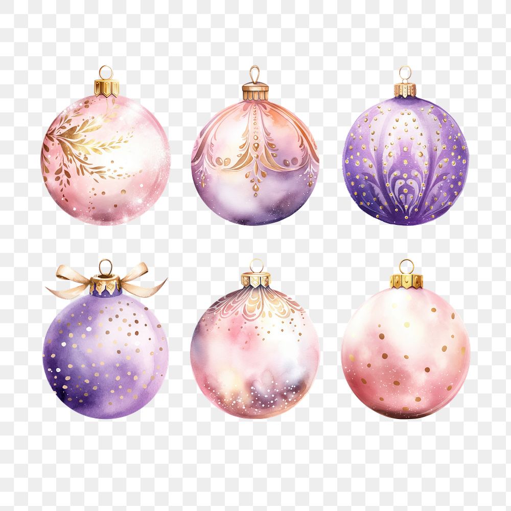 PNG christmas ornaments element set, transparent background