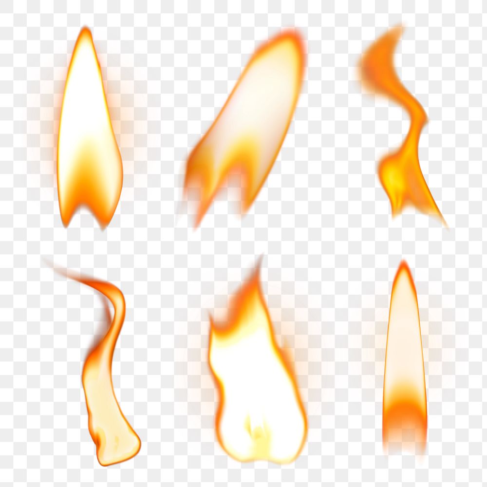 PNG Lighter flame element set, transparent background