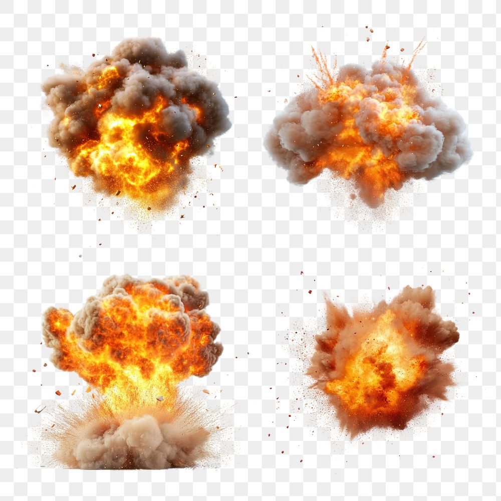 PNG Bomb explosion element set, transparent background