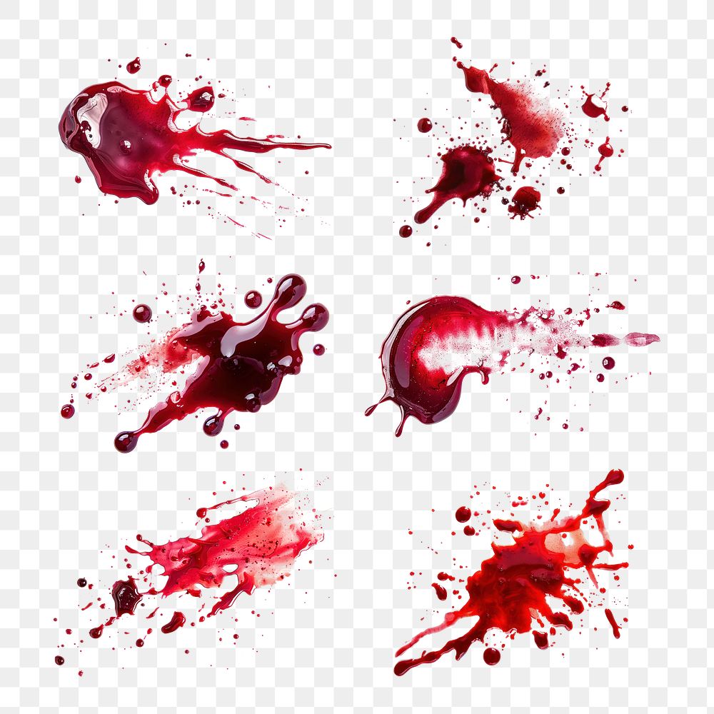 PNG blood splatter  design element set, transparent background