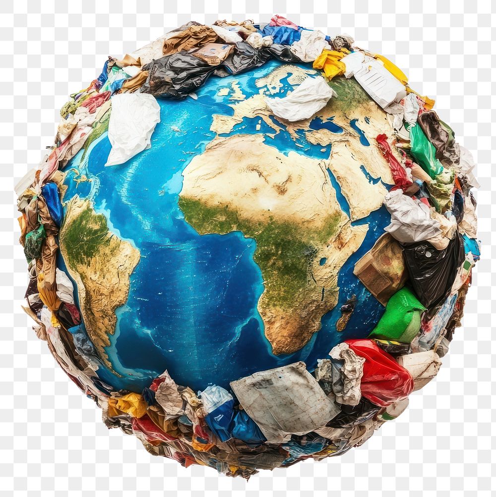 PNG Earth covered with plastic waste