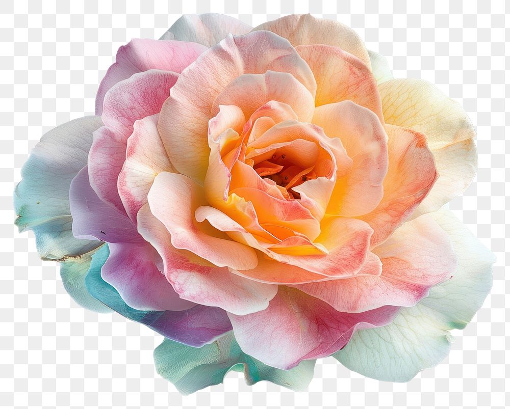 PNG Colorful rainbow rose flower blossom plant.