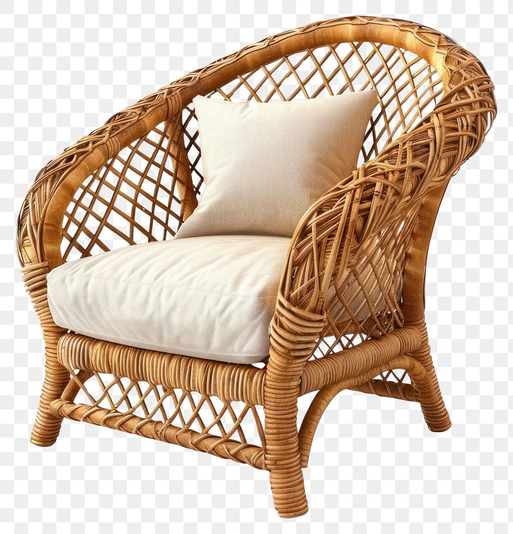 PNG Elegant wicker armchair with cushion