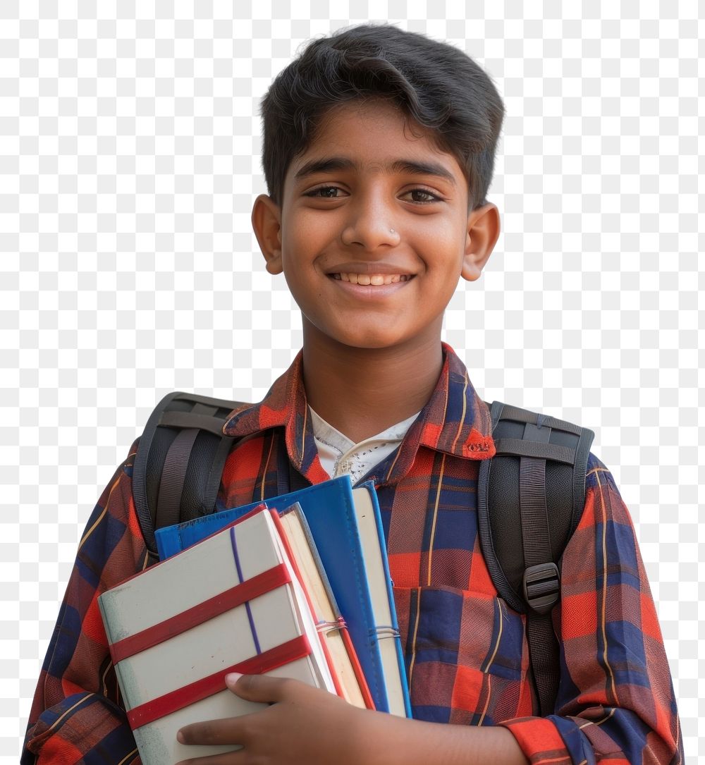 PNG Smiling student holding books