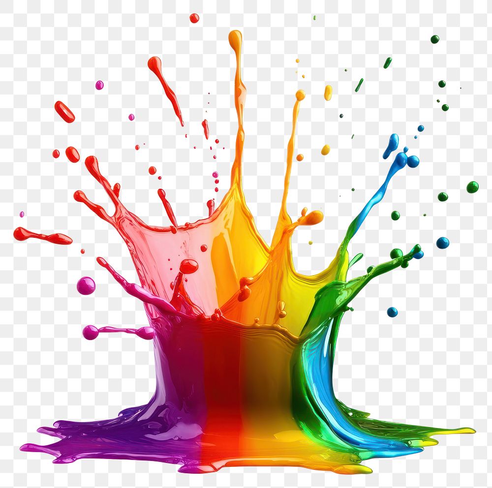 PNG Vibrant rainbow paint splash