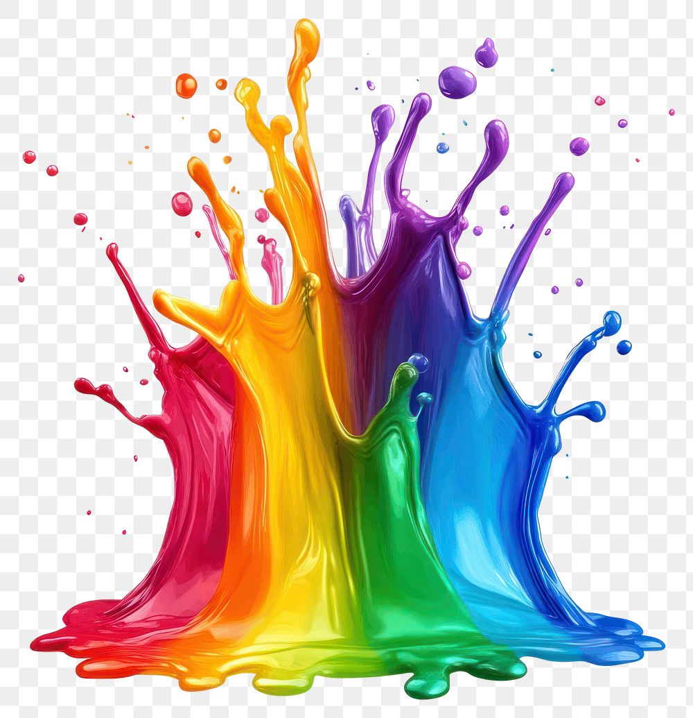 PNG Vibrant colorful paint splash art