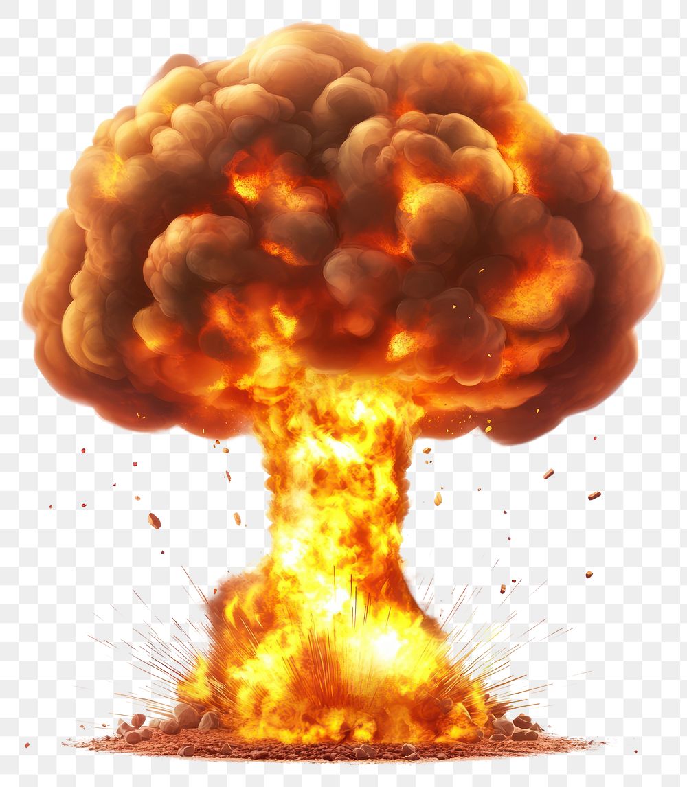 PNG Explosive fiery mushroom cloud.