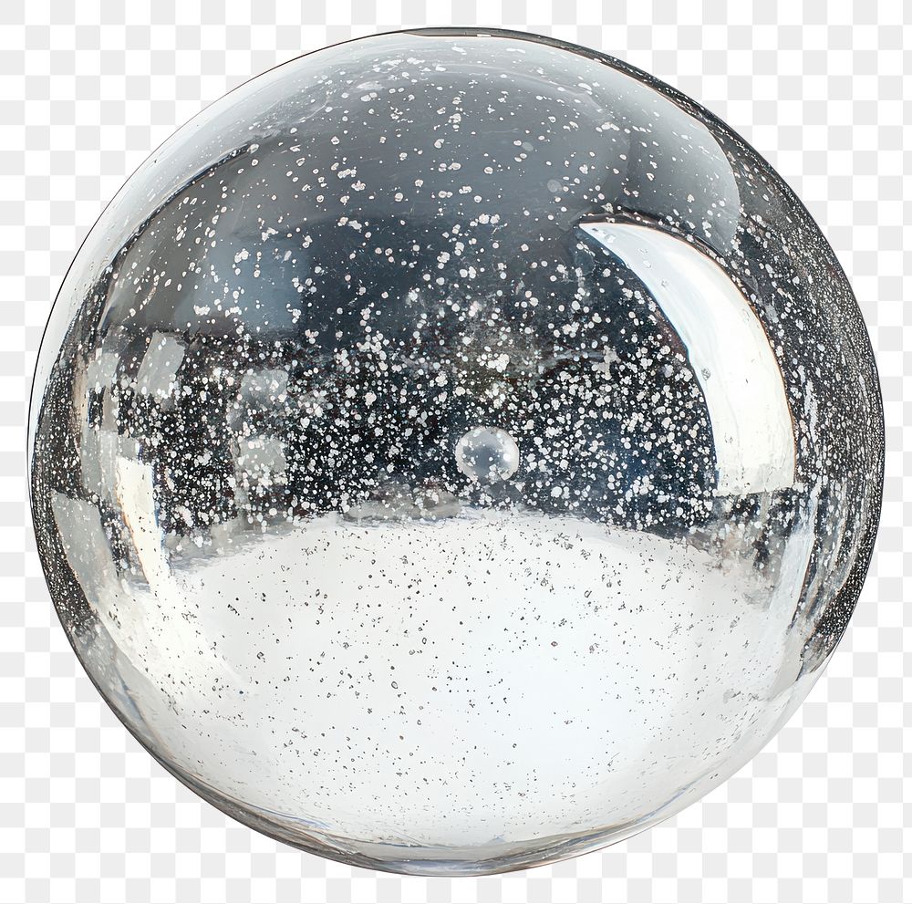 PNG Reflective glass sphere with speckles