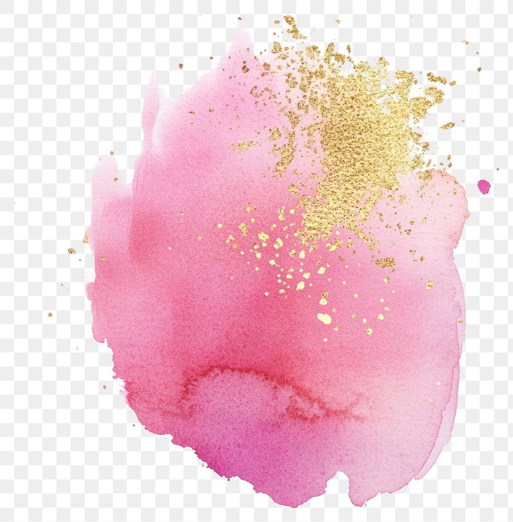 PNG  Pink watercolor with gold splatter