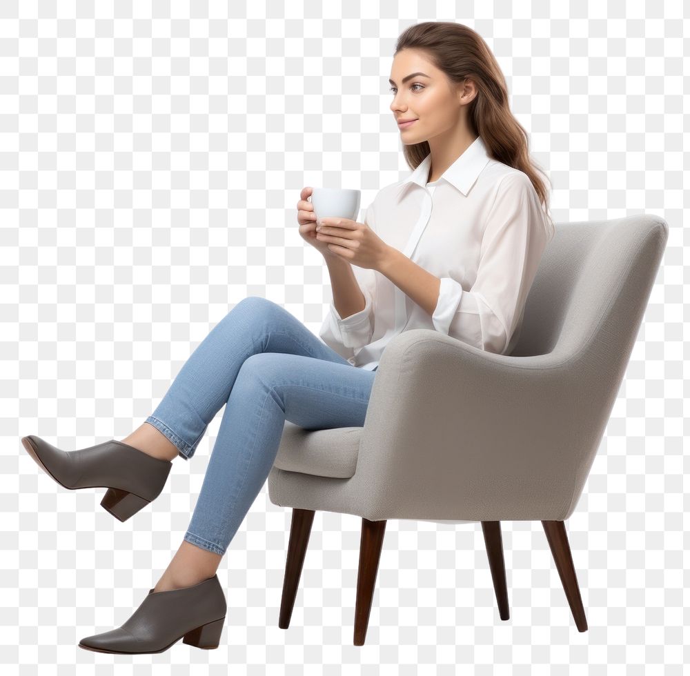 Drinking coffee sitting chair furniture. 