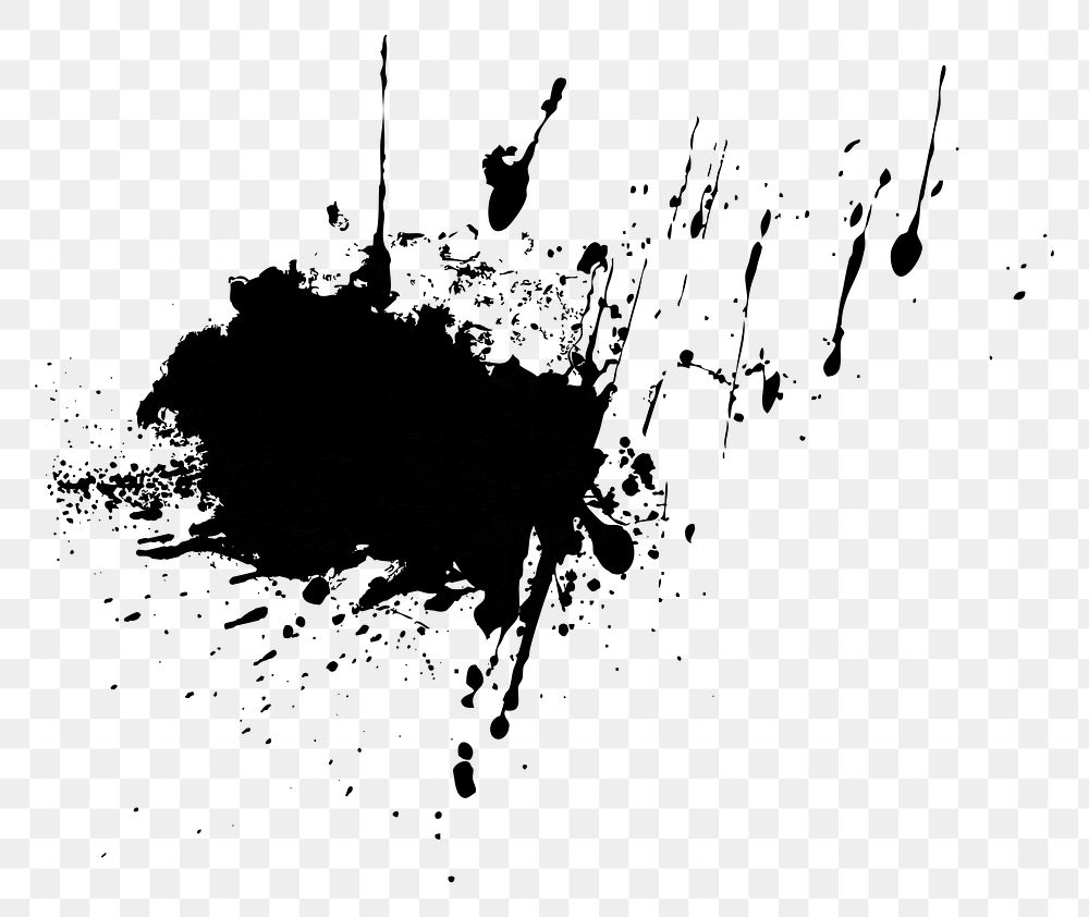 Grunge splatter png sticker, black texture on transparent background. Free public domain CC0 image.