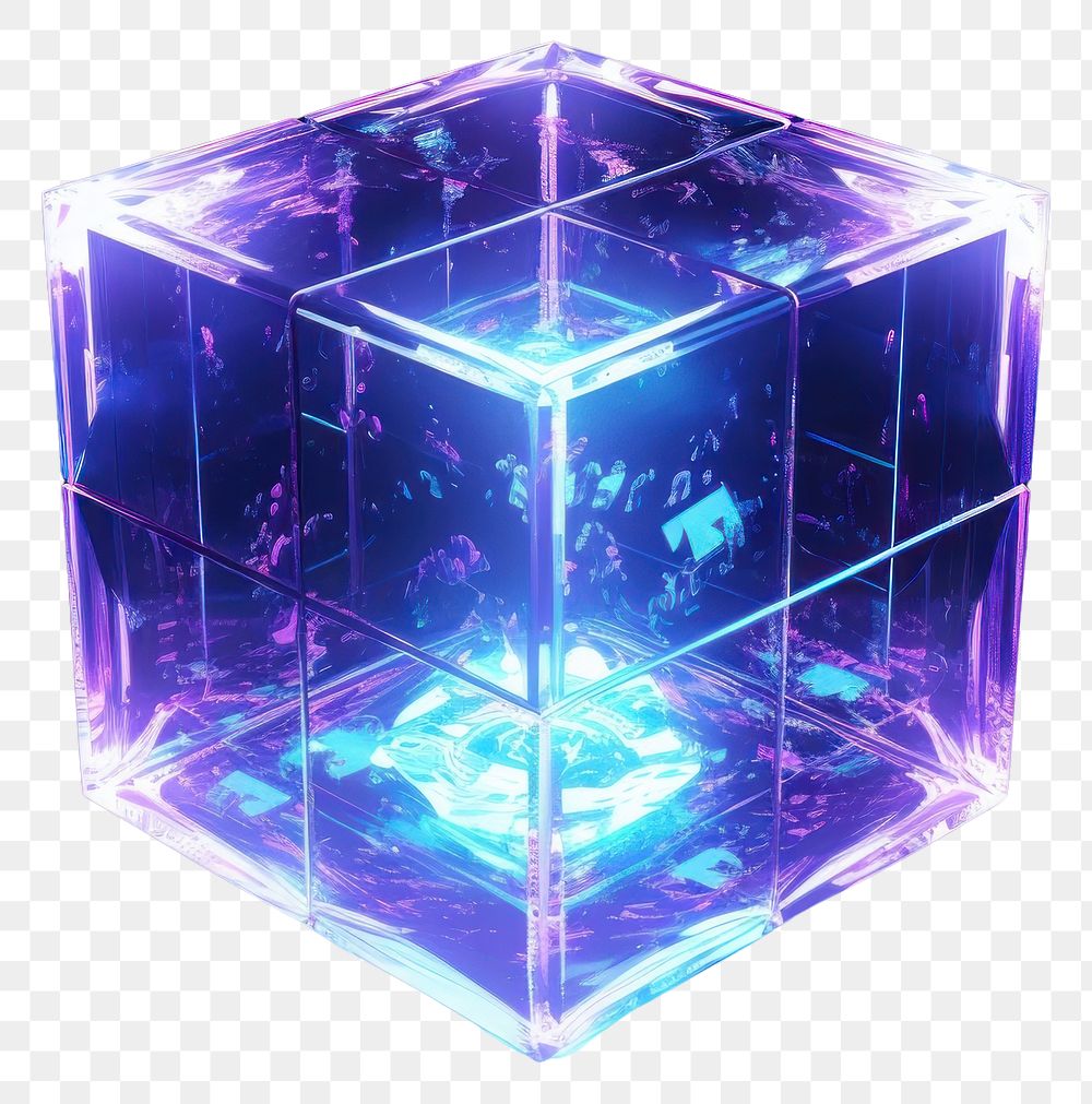 PNG Neon Cube in space light lighting crystal.