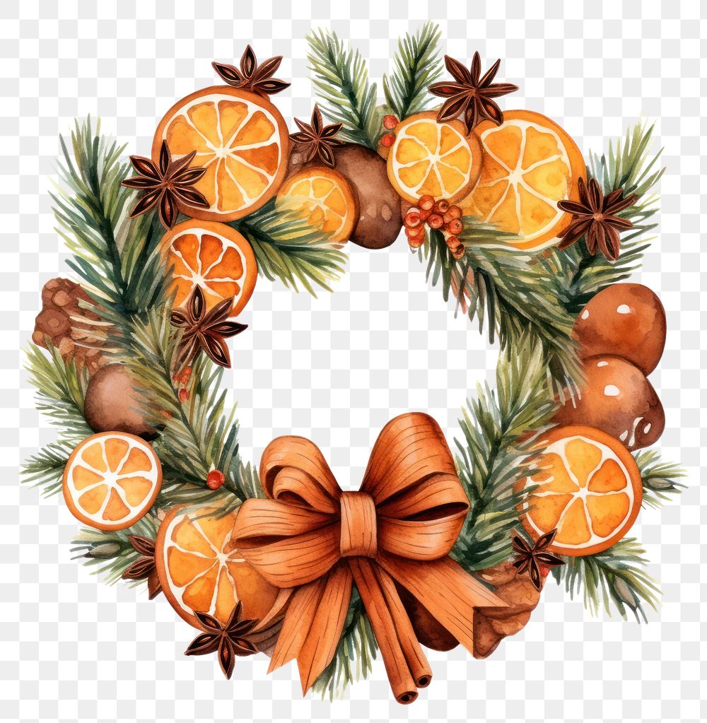 PNG Festive citrus holiday wreath