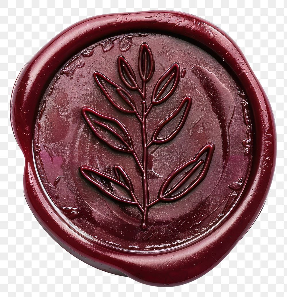 PNG Elegant wax seal with leaf