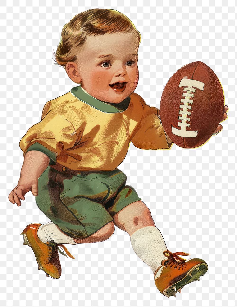 PNG Vintage baby holding football