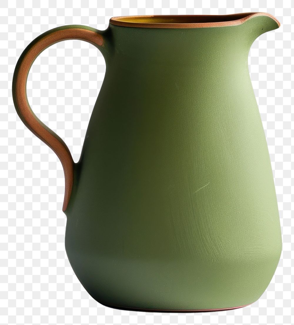 PNG Elegant green ceramic pitcher