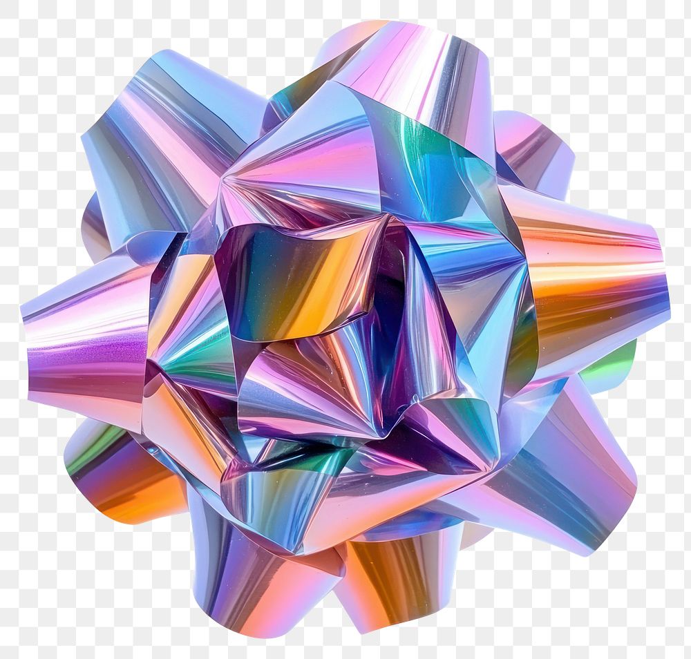 PNG Colorful holographic gift bow