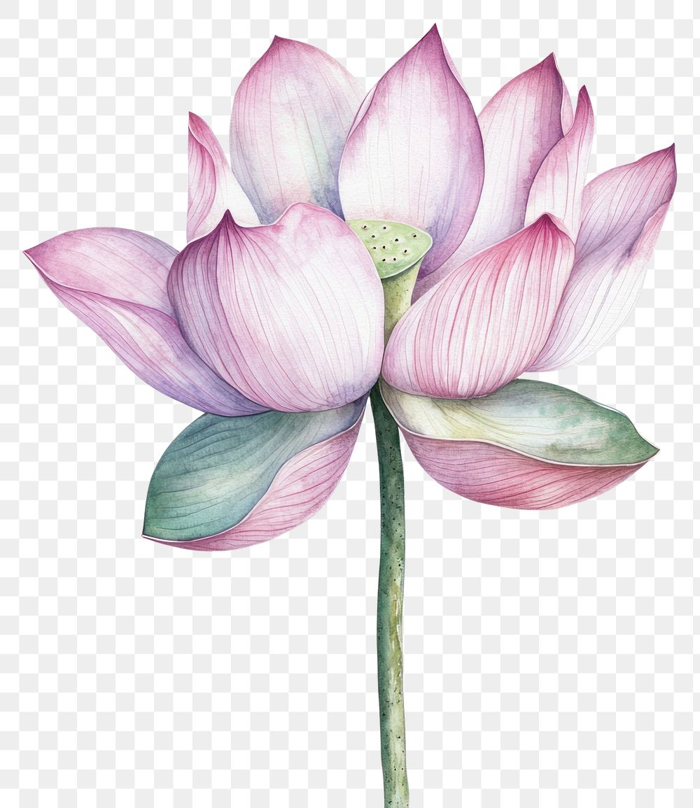 PNG Elegant watercolor lotus flower illustration