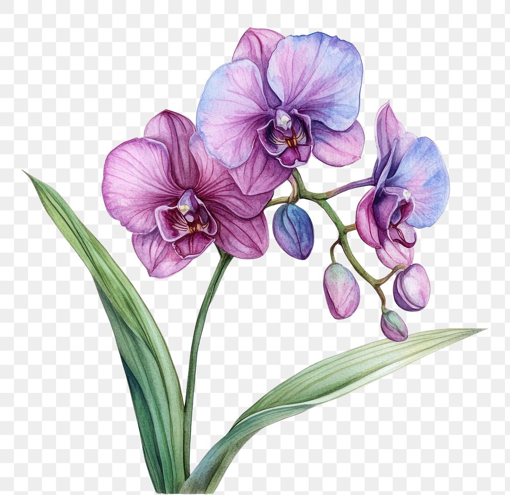 PNG Elegant watercolor orchid illustration