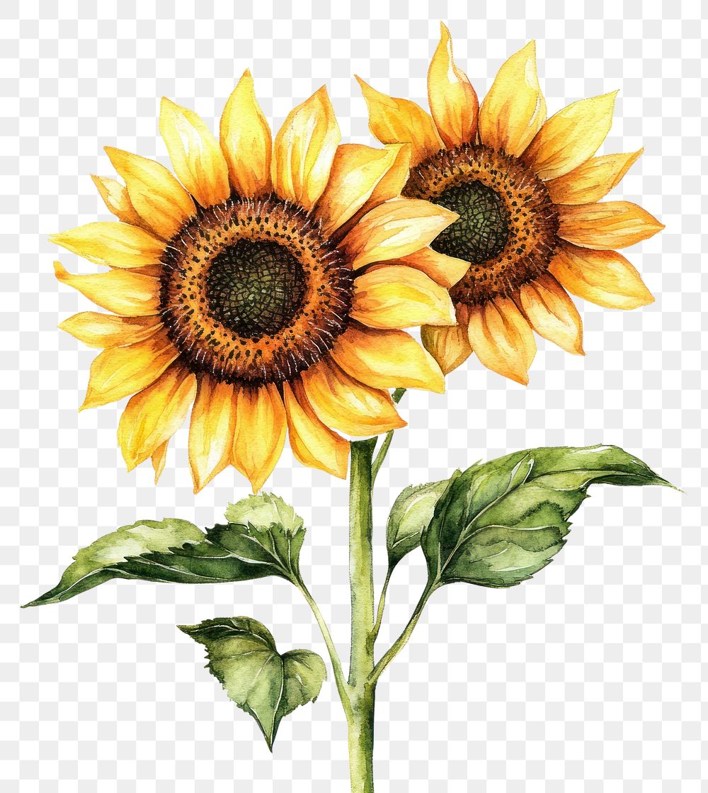 PNG Vibrant watercolor sunflower illustration