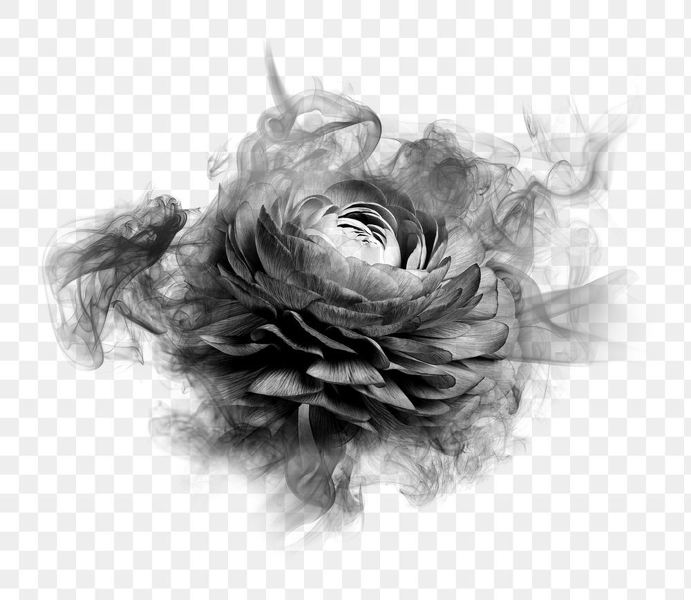 Flower png smoke element, textured abstract graphic