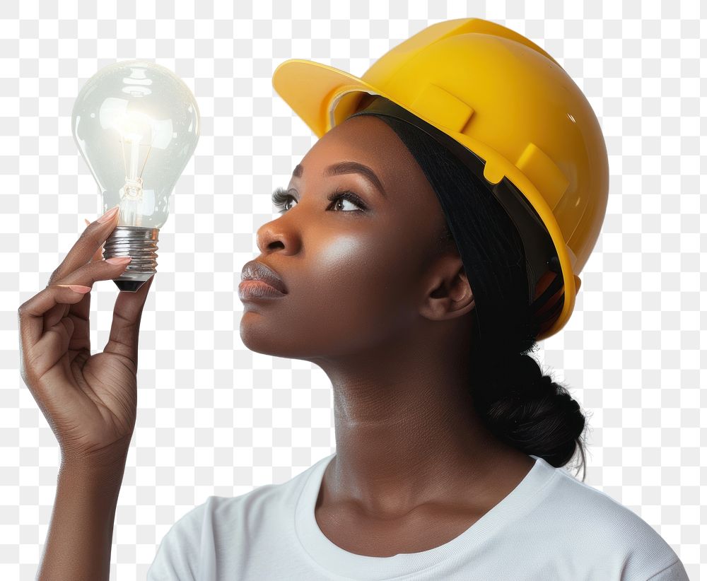 Engineering black woman lightbulb clothing apparel.