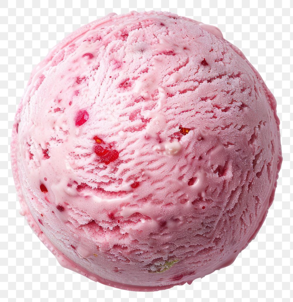 PNG Strawberry ice cream ball dessert creme food.