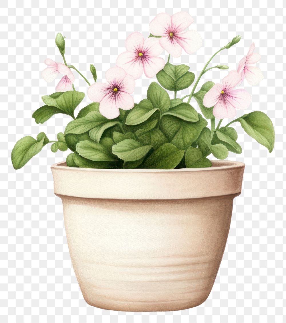 PNG Botanical illustration flower pot plant vase terracotta.