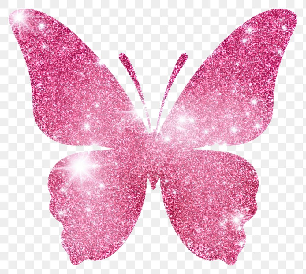 PNG Pink butterfly icon glitter petal white background.