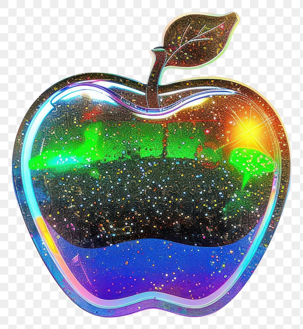 PNG Glitter apple flat sticker accessories accessory gemstone.