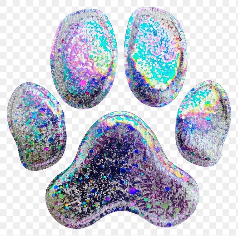 PNG Glitter cat paw print flat sticker accessories accessory gemstone.