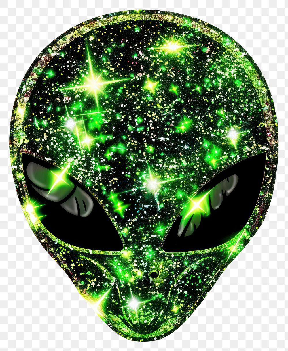 PNG Glitter green alien face accessories accessory gemstone.