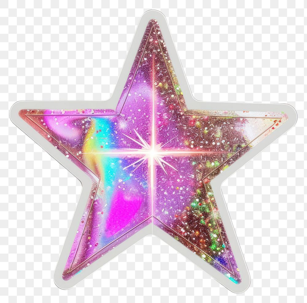 Glitter happy star flat sticker symbol cross star symbol.