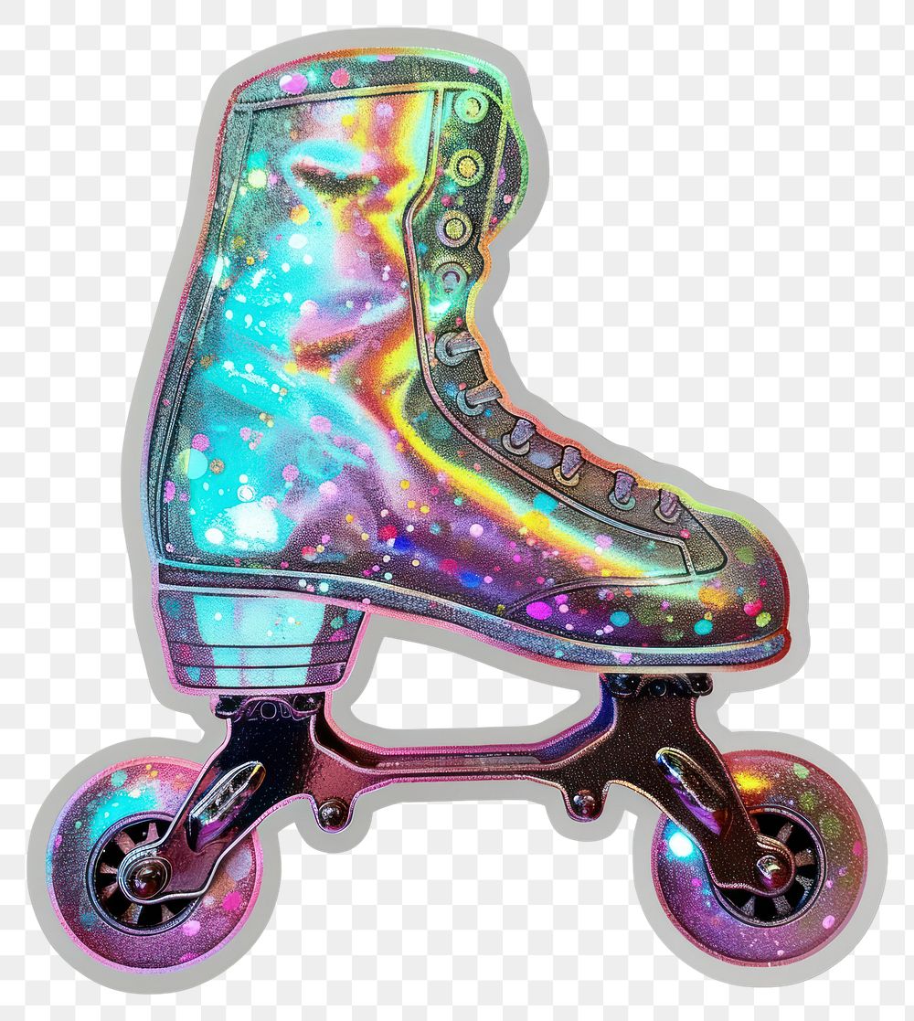 PNG Glitter rollerskate sticker transportation scooter vehicle.