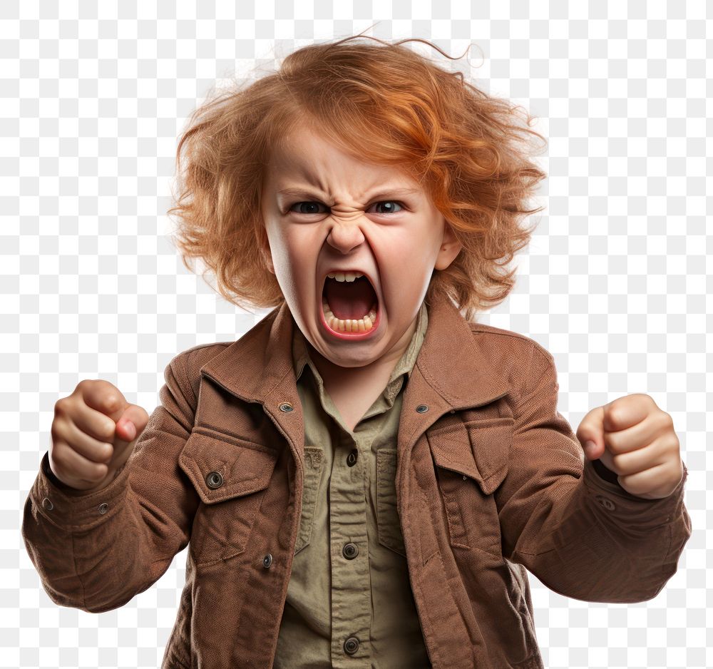 PNG Children shouting child angry. 