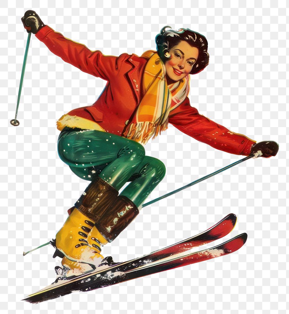 Woman playing ski jumping recreation outdoors clothing.