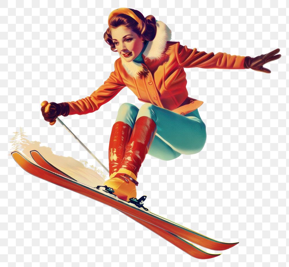 Woman playing ski jumping recreation sweatshirt outdoors.