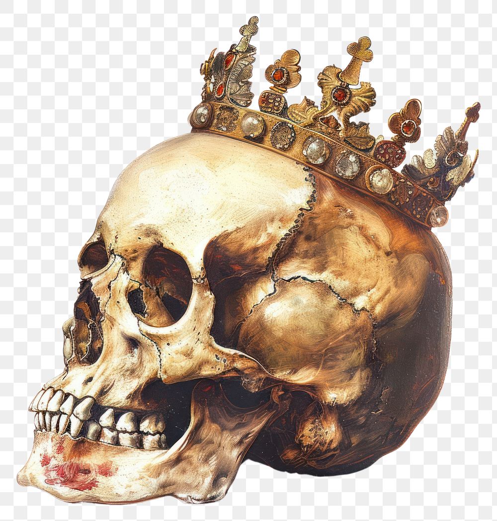 PNG  Regal skull with ornate crown