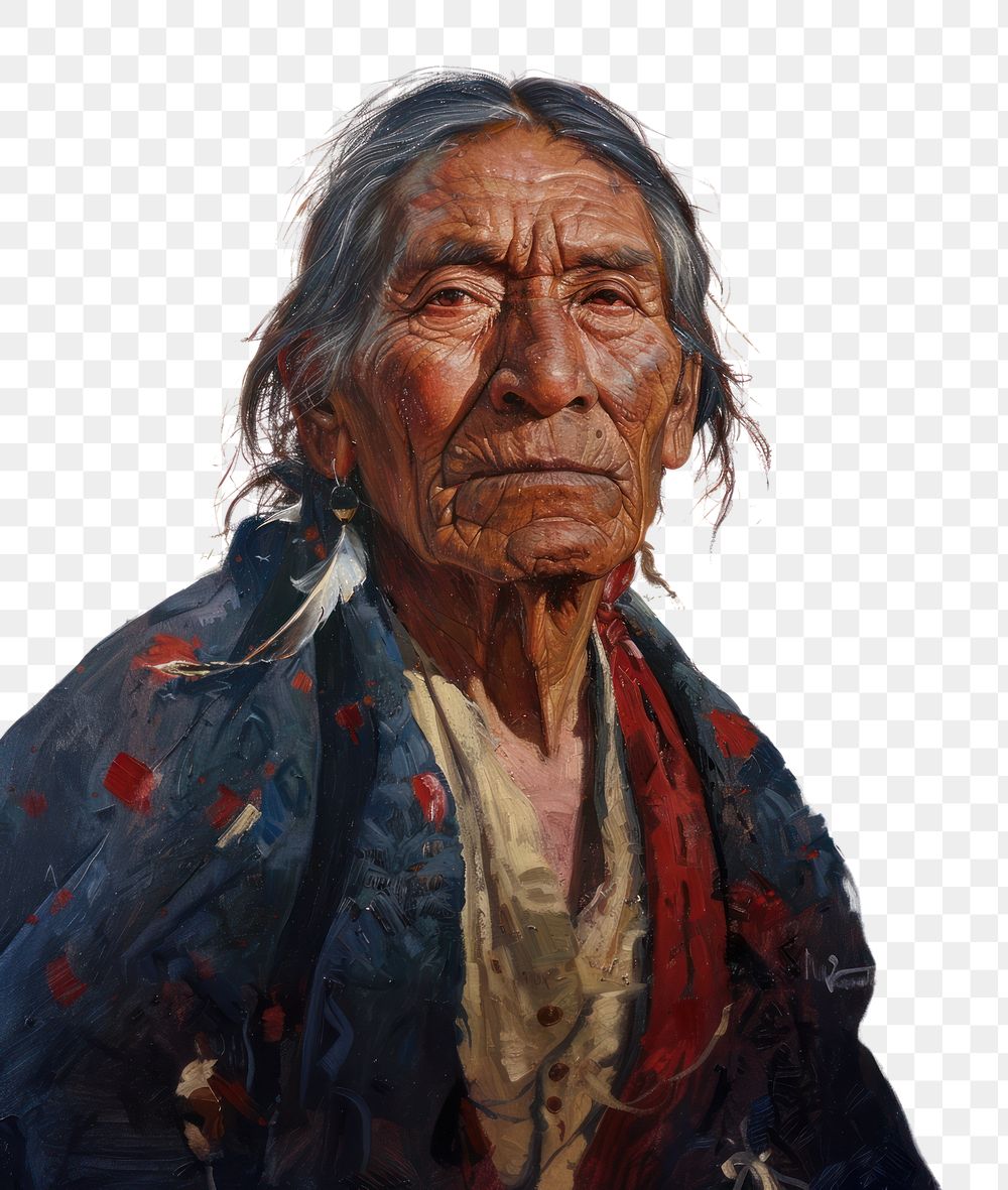 PNG  Elderly Native American portrait painting