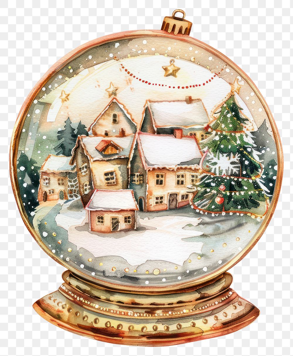 PNG Charming winter village snowglobe