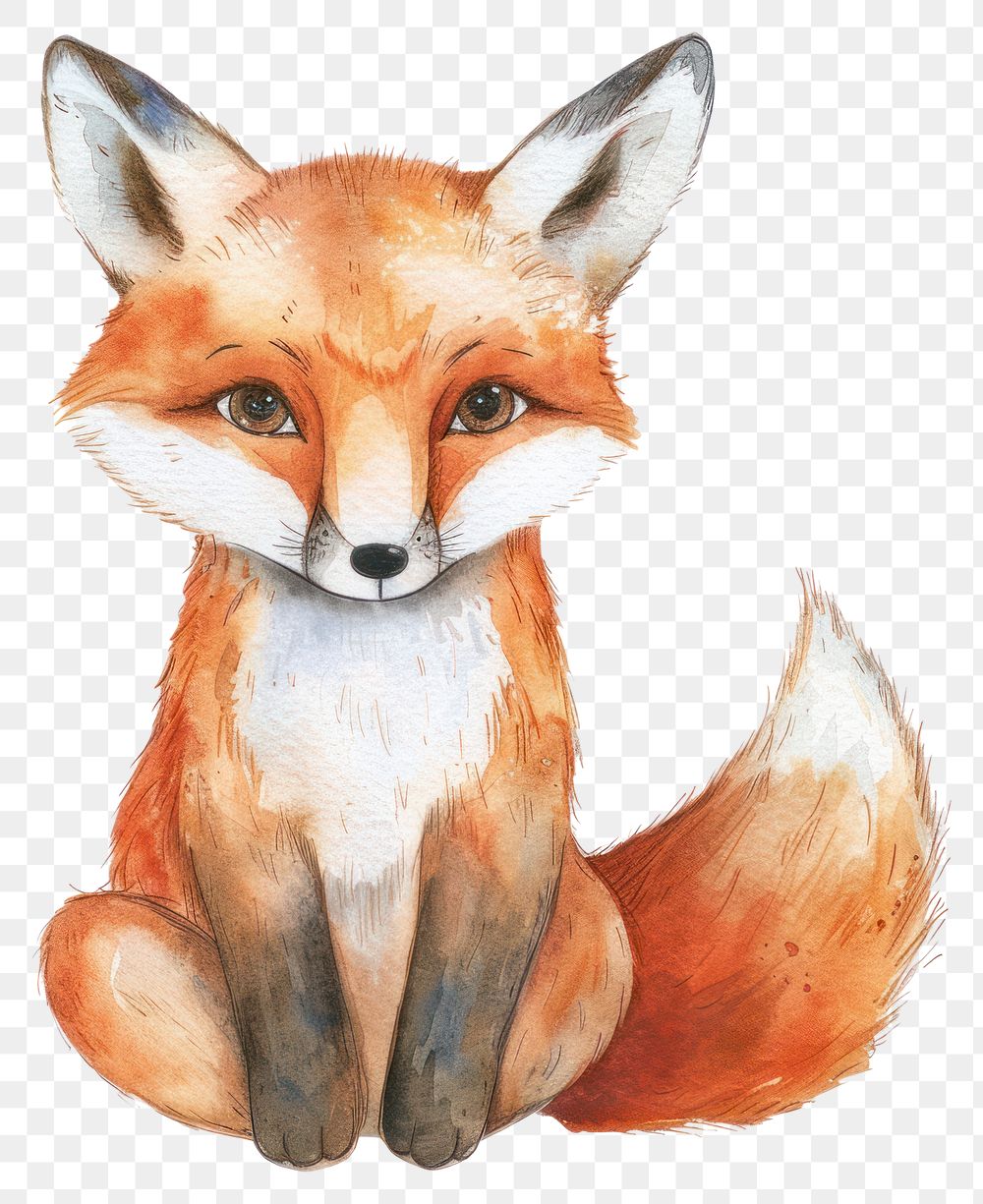 PNG Charming watercolor fox illustration