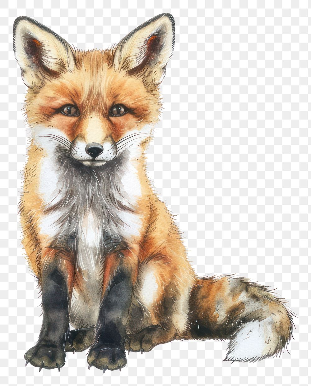 PNG Charming watercolor fox illustration