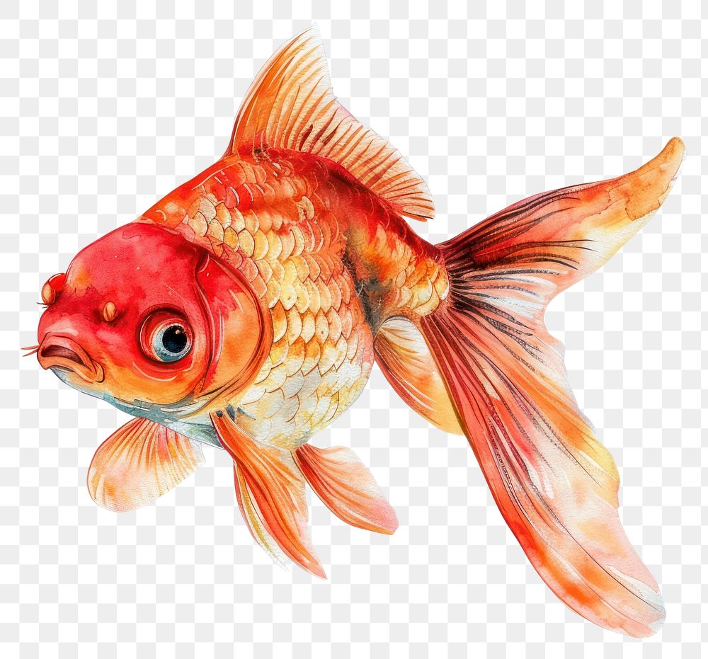 PNG  Vibrant goldfish watercolor illustration