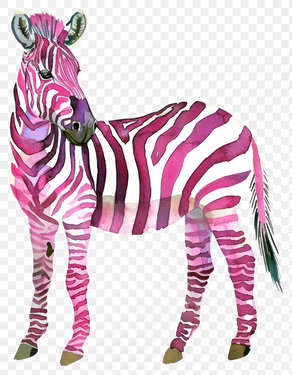 PNG  Colorful zebra watercolor illustration