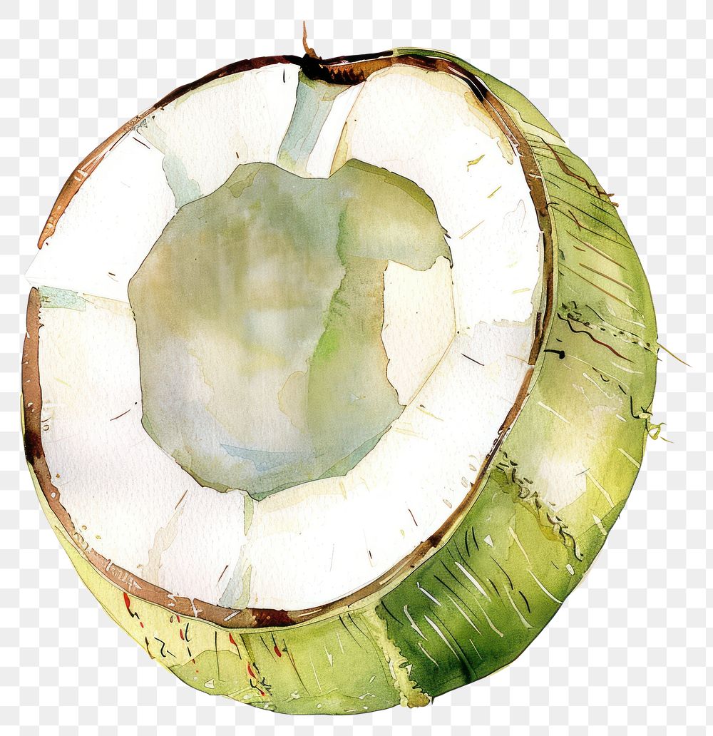 PNG  Fresh coconut watercolor illustration