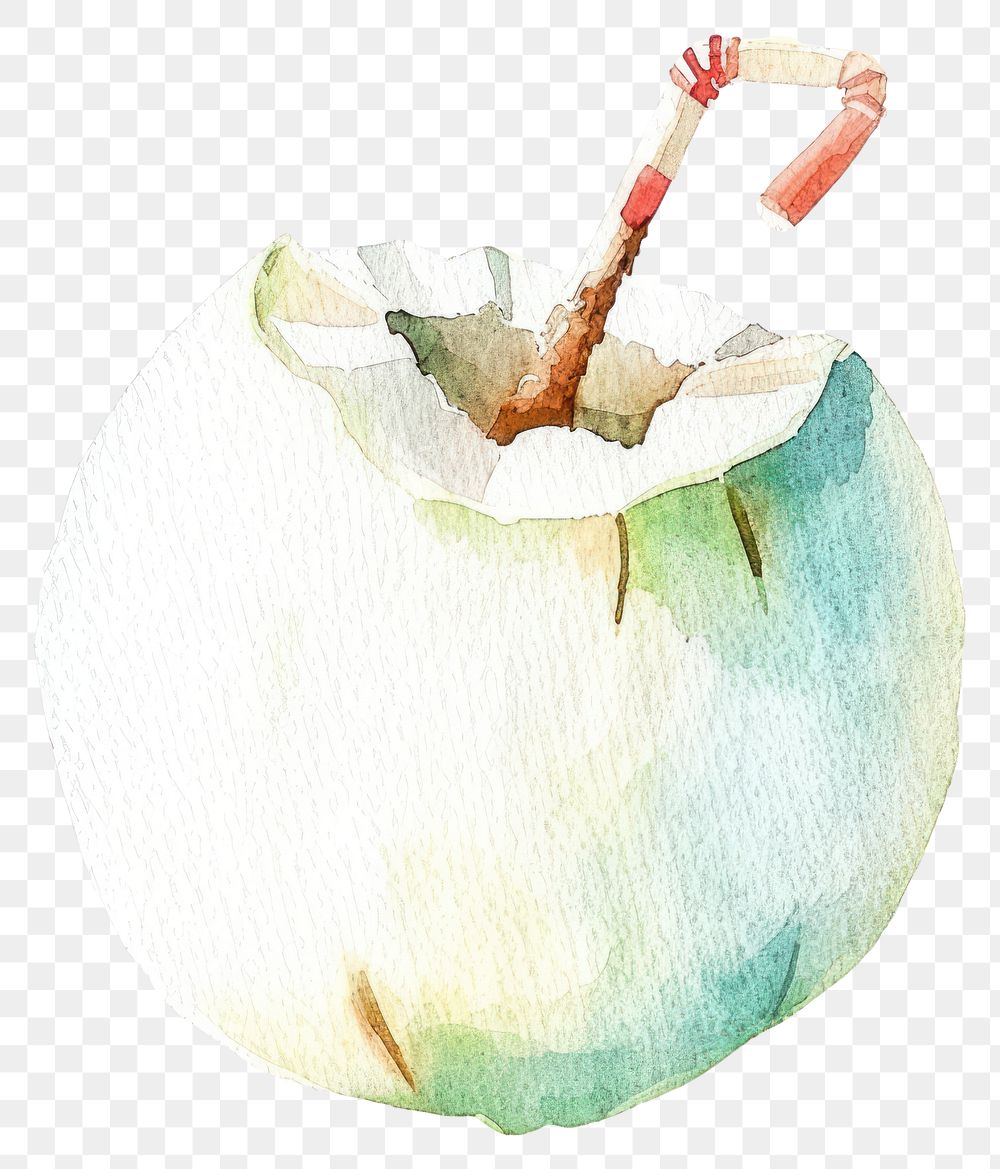 PNG  Watercolor coconut drink illustration