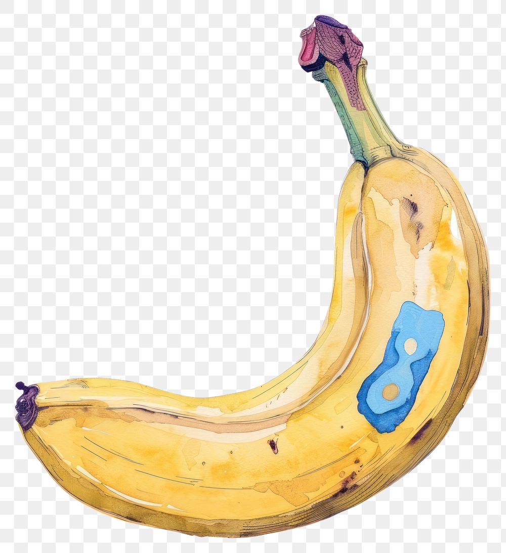 PNG  Colorful watercolor banana illustration