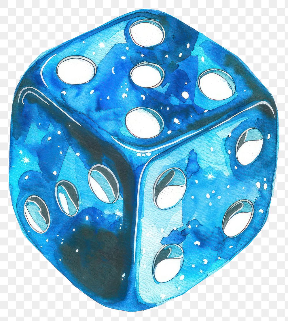 PNG  Celestial-themed blue dice illustration