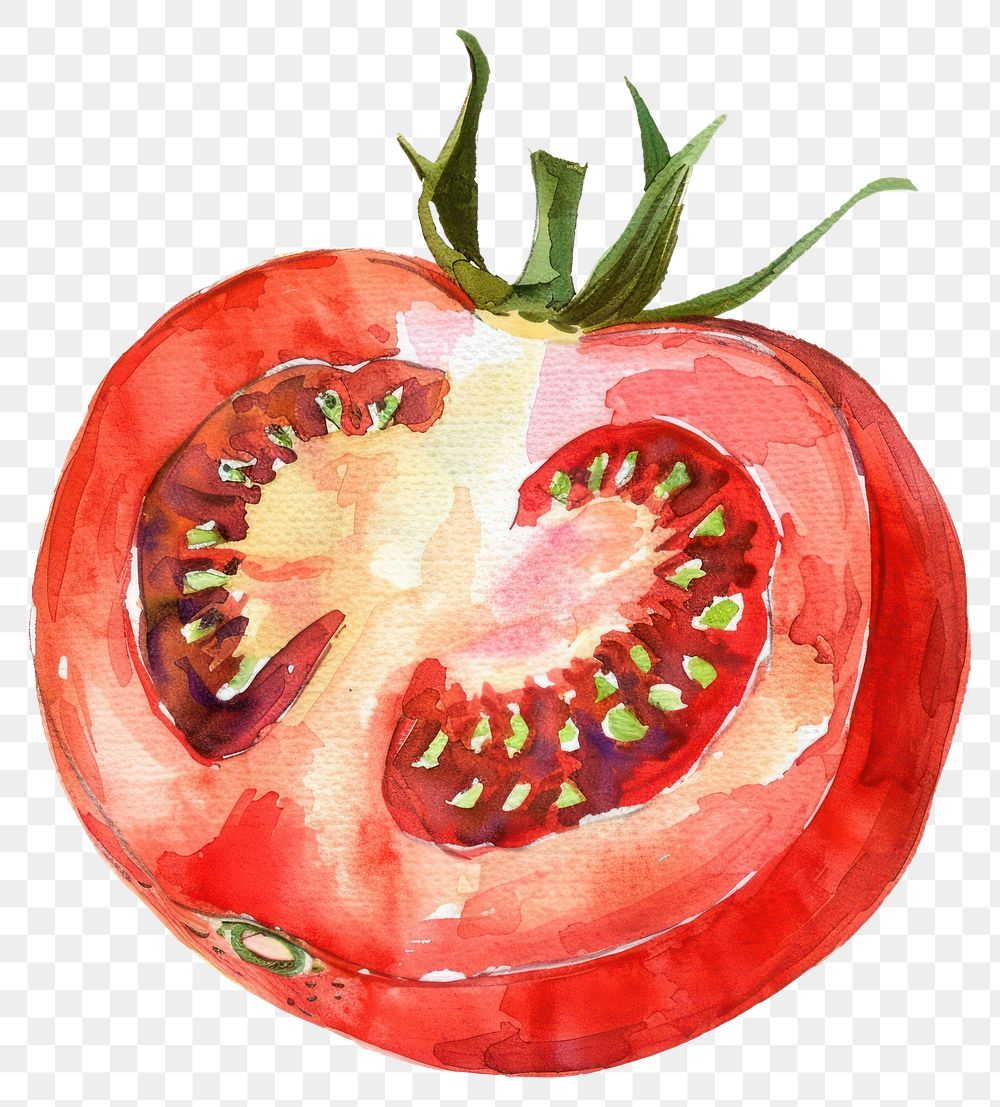 PNG  Vibrant watercolor tomato illustration